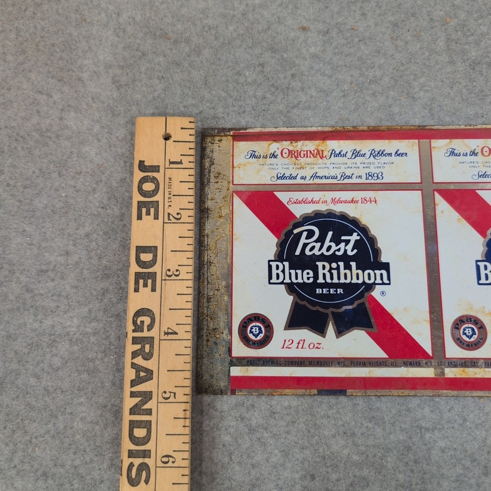 Vintage Pabst Blue Ribbon PBR Metal Beer Can Flat Sheet TapaCan Label Milwaukee - Picture 4 of 4